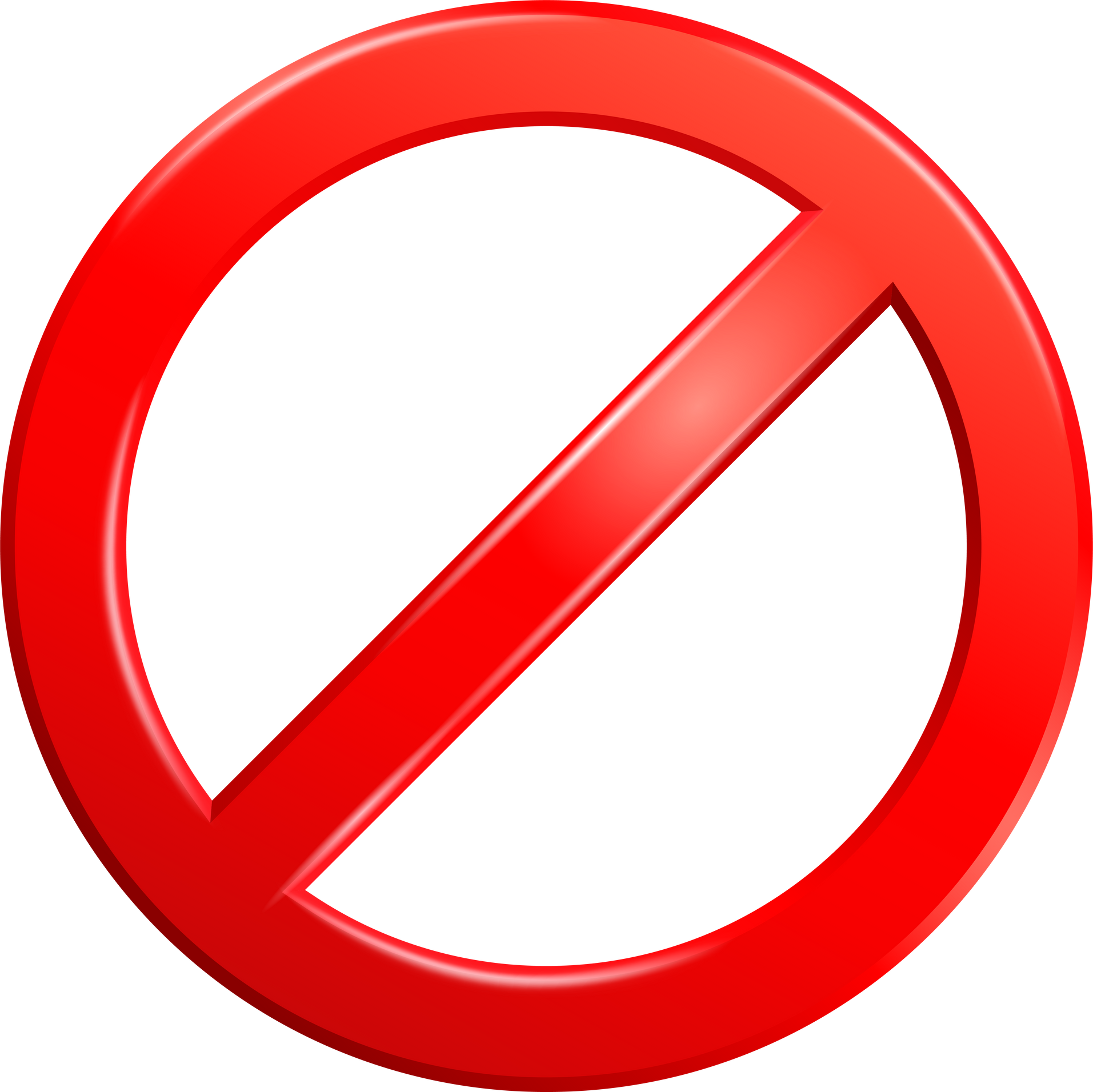 Blank Red prohibition sign stop. Forbidden empty template crosser out prohibit caution circle in icon 3D style