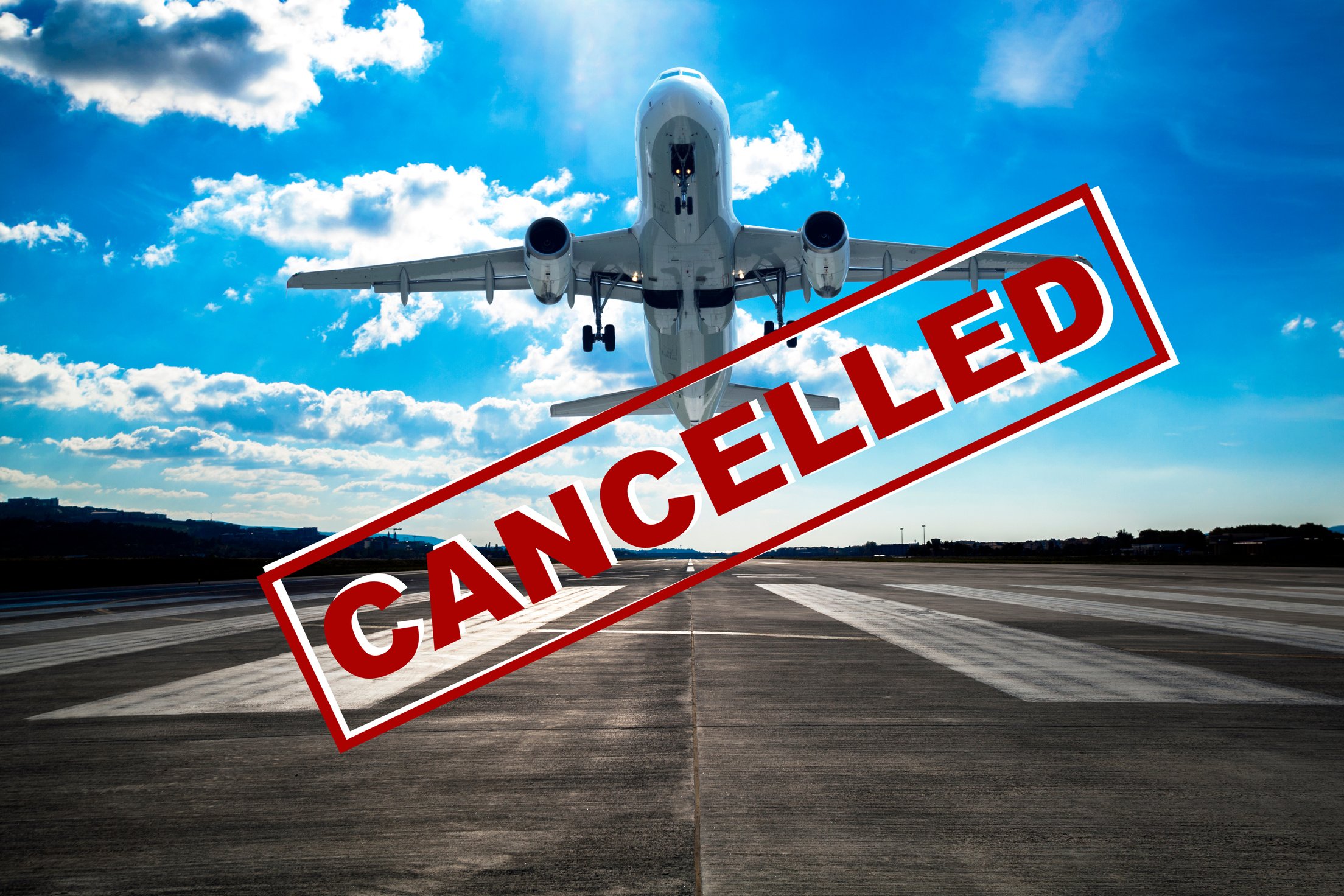 Airplane and flight cancellation. Canceled flights in Europe, Asia and USA airports. Travel cancelled because of pandemic of coronavirus